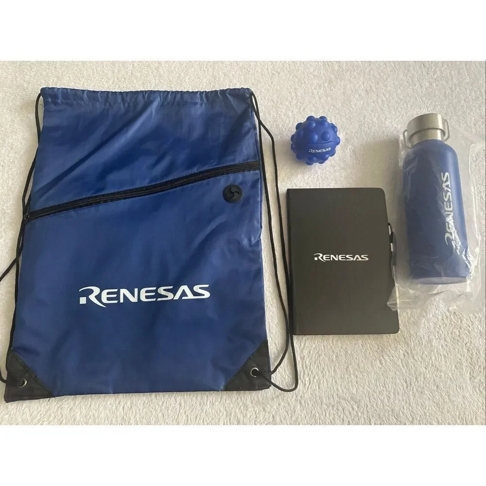 Backpack notebook, pen, thermos and stress ball navy blue set